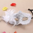 thumbnail image 1 of Girl Lady Princess Rhinestone Lace Flower Side Mask for Halloween Wedding Party Birthday Club Bar Carnival Stage Performance（White）, 1 of 2