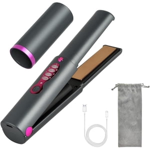 B-Qtech Cordless Hair Straightener with Ceramic Floating Plate, 3 Temp Settings, 5000mAh Battery Operated Curling Iron for Travel