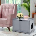 thumbnail image 2 of Costway Cat Litter Box  Wooden Enclosure Pet House Washroom Storage Bench Grey, 2 of 9