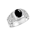 thumbnail image 4 of RYLOS Men's Rings Sterling Silver Designer Nugget Ring Oval 9X7MM Gemstone &  Diamonds  Cabochon Onyx Birthstone Rings For Man Size 8, 4 of 7