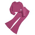 thumbnail image 1 of 2025 s 2 Piece Outfits 6 Month Outfit Long Sleeve Crop Tops New Bundle Sweatshirt Ribbed Shirts and Outfits Size 6X Flared Pants Jogger Pants Character Set S, 1 of 3