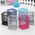 thumbnail image 4 of kurtrusly Mesh Metal Pen Holder Pot Smooth Edge Fashion Table Container Eraser Ruler Caddy Desk Stationery Holders Organizer Office Square/Silver, 4 of 8