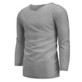 thumbnail image 4 of Leutsin Men's Long-sleeved V-neck Cotton And Linen Loose Shirt Pure Color Multi-size, 4 of 8