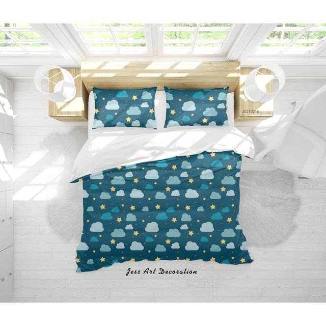 3D Cartoon Cloud Star Quilt Cover Set Bedding Set Duvet Cover Pillowcases 286