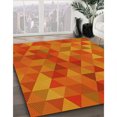 thumbnail image 3 of Ahgly Tapis Rond Lavable en Machine Intérieur Transitionnel Orange Néon, 3 Pieds Rond, 3 of 7
