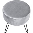 thumbnail image 5 of ® Velvet Footrest Stool, Round Mid-Century Modern Luxe Velvet Ottoman, Footstool Side Table, Removable Metal Leg Design (Gray), 5 of 5