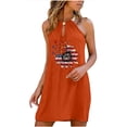 thumbnail image 1 of HKEJIAOI Robe Fleurie pour Femmes Robe d'Anniversaire Robe pour Femme Décontractée Col Rond Été Imprimé Floral Sans Manches Robes Orange Soldes Liquidation, 1 of 3