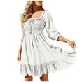 thumbnail image 2 of Gspmoly Robes d'Été pour Femmes 2025, Robe à Encolure Carrée pour Femmes, Mode Décontractée, Tempérament, Cordon de Serrage, Dos Ajouré Ouvert, à Lacets, Manches 3/4, Coupe Ajustée, Robe Aguichant, Robes de Vacances pour Femmes, Économies d'Été, 2 of 6