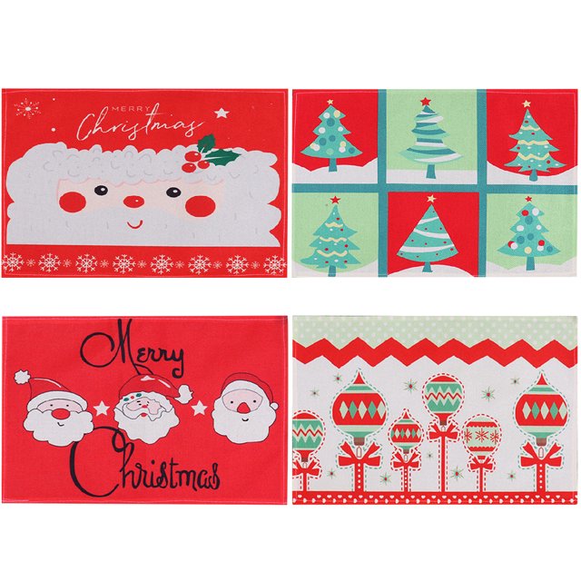 Coofit Christmas Placemats Decorative Cute 4PCS Table Mats Holiday Placemats for Home