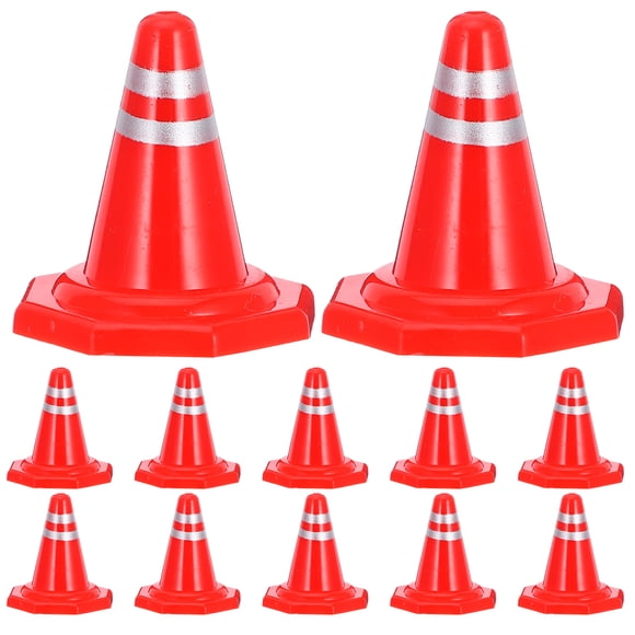 Miangastore 12pcs Traffic Roadblocks Simulation Sand Table Props DIY Road Cone Signs