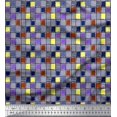 thumbnail image 1 of Soimoi Viscose Chiffon Fabric Check & Brush Stroke Abstract Printed Fabric 1 Yard 42 Inch Wide, 1 of 3