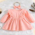 thumbnail image 2 of Bébé bébé Filles Tenues Manches Longues Volant une Ligne Robe Mignonne Vêtements 2 Pièces Ensemble, 2 of 8
