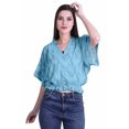 thumbnail image 2 of Moomaya Hauts à Manches Boxy Imprimés pour Femmes, Col en V, Taille Élastique, Kimono, 2 of 4