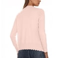 thumbnail image 4 of Womens Long Sleeve Knit Cardigans Lightweight Button Up Cardigan Sweater Fall Casual V-Neck Thin Jacket Pink, L, 4 of 7