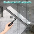 thumbnail image 2 of steauty Shower Squeegee for Glass Doors,14-Inch Shower Glass Squeegee, Matte Black Shower Squeegee for Shower Doors,Mirror,Windows, with Shower Door Hook and Adhesive Hook, 2 of 7