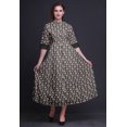 thumbnail image 2 of Bimba Geometric Button Down Dress Print Mandarin Collar Roll Up Sleeves Shirt Dress-X-Small, 2 of 5