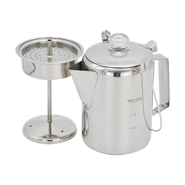 Cafetière en Acier Inoxydable pour Camping, Tasse à Café, Percolateur 9 Tasses