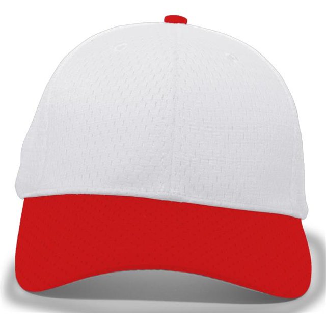 Pacific Headwear 805M.108.OS Coolport Mesh Hook & Loop Adjustable Cap, Silver & Red - One Size