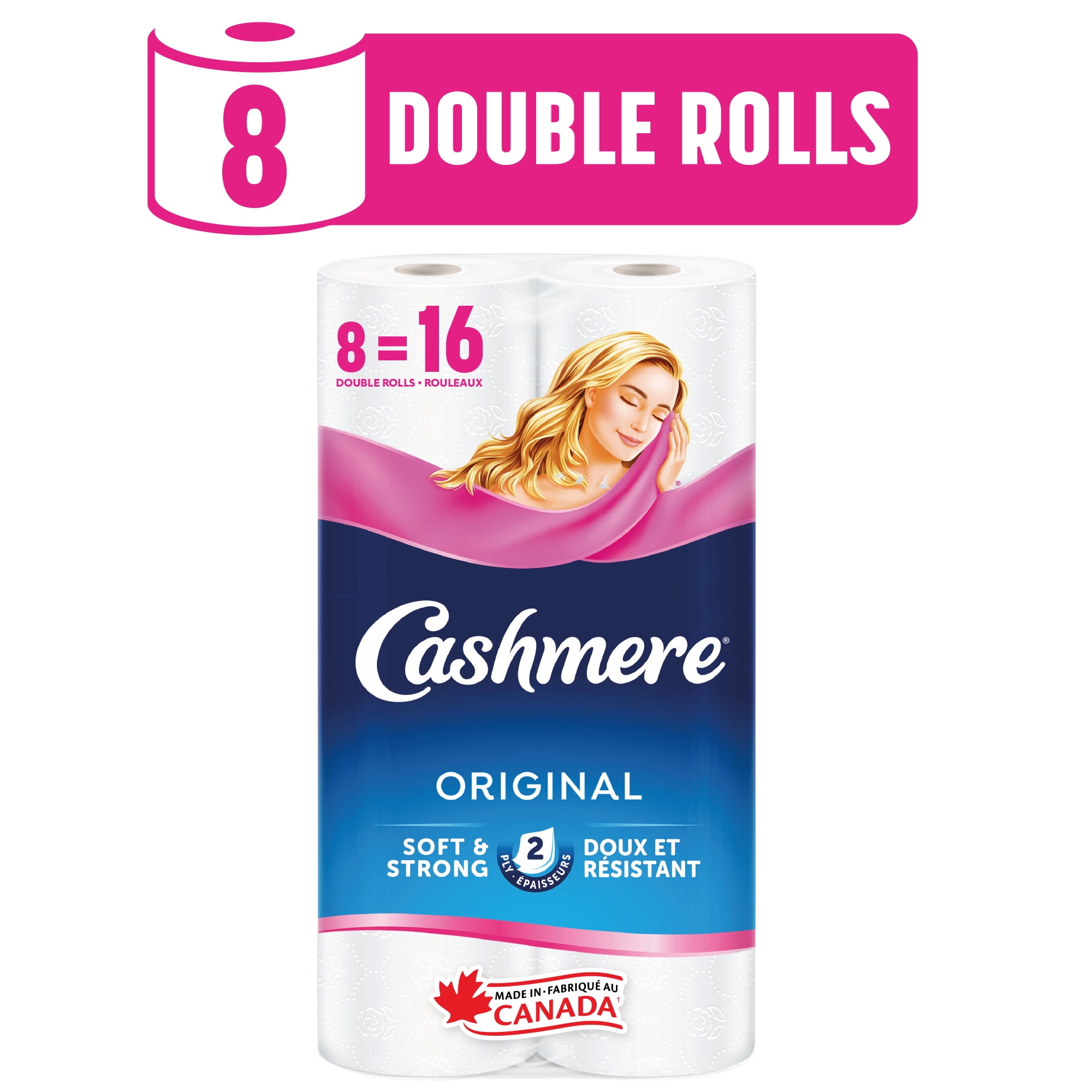 Cashmere Toilet Paper, Hypoallergenic and Septic Safe, 8 Double Rolls = 16 Single Rolls