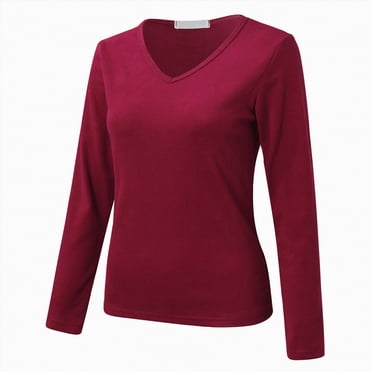 Splozh Chandails d'Automne en Mélange de Laine pour Femmes, Col Rond, Doublés en Molleton, sous-Vêtements Thermiques, Hauts Ajustés, Chandails Thermiques à Manches Longues, Hauts d'Hiver, Vin,G
