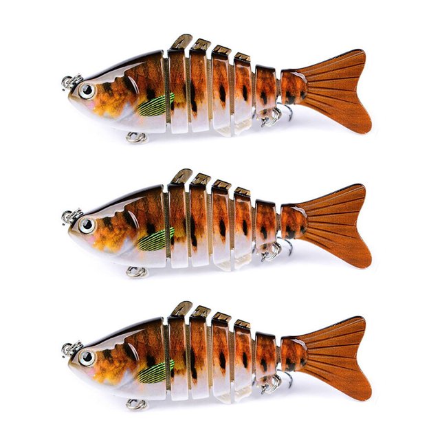 Lot de 3 Leurres de Pêche Eau Salée Appâts Réutilisables avec Perle Attraction Extérieure Swimbaits Artificiels Crankbait 10cm Type 15