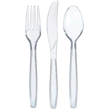 Elegant Plastic Durable Heavy Duty Cutlery, Crystal Clear Spoons For Daily And Event Use, Classy Look Ensures Seamless Blending With Any Table Decor, Plastic Utensil Set Bulk Pack