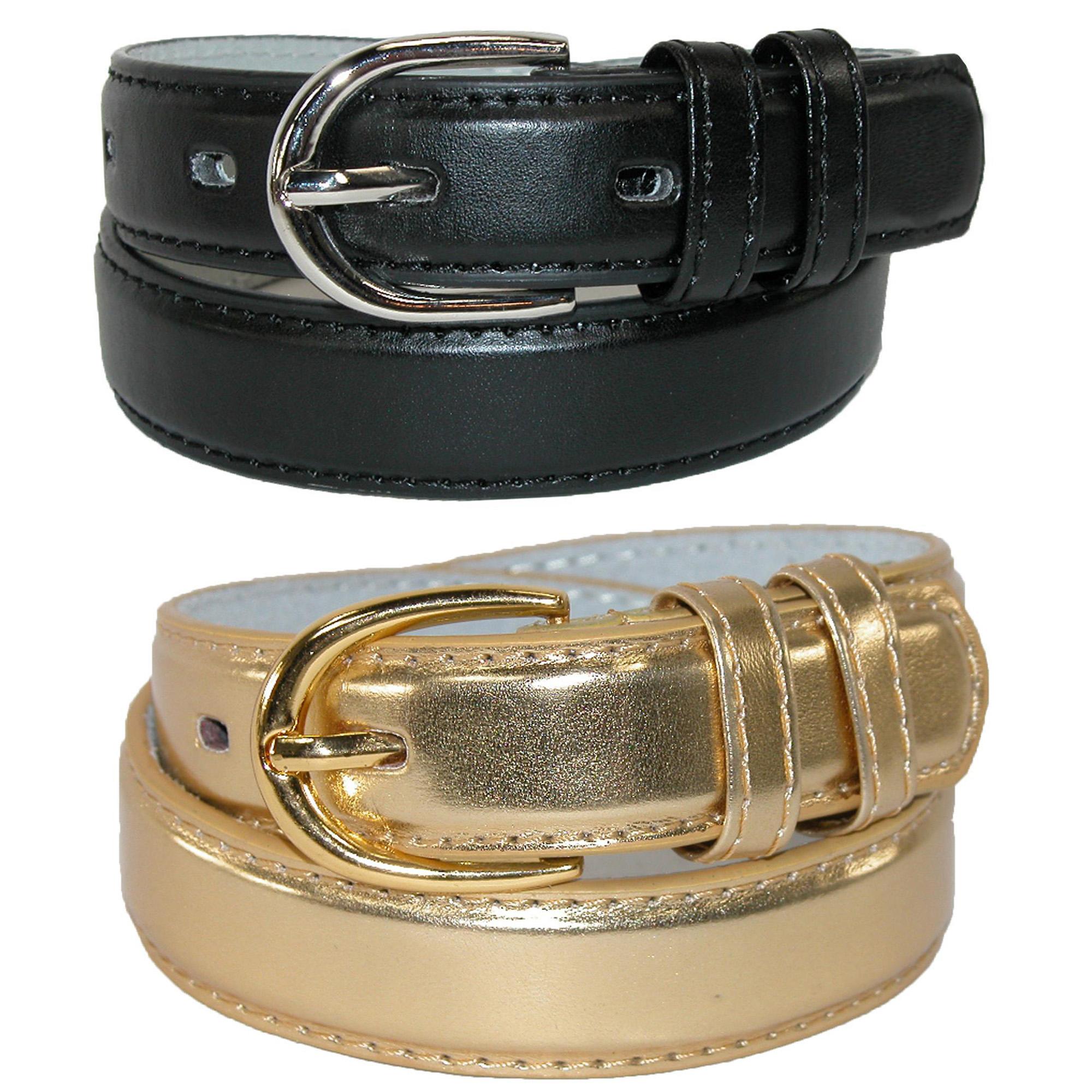 CTM® Ceinture Habillée en Cuir de Base pour Enfant (Lot de 2 Couleurs)