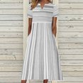 thumbnail image 3 of EQWLJWE Longue Robe pour Femmes Mode Féminine Décontractée à Manches Courtes Col en V à Rayures Imprimé avec Poche Robe Maxi, 3 of 8