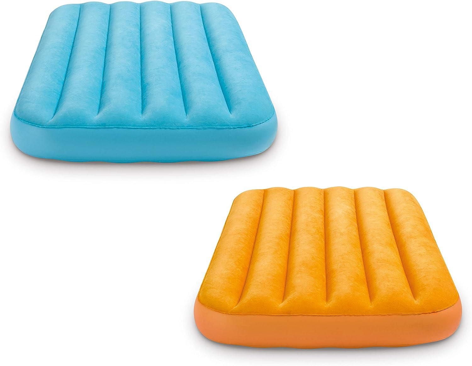 Intex Cozy Kidz™ Single Air Mattress with Fiber Tech, Ages: 3-10, (Colour may vary - blue or orange)