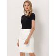 thumbnail image 2 of Unique Bargains Jupe en Denim Taille Haute Usée pour Femme, Blanc, P, 2 of 5