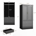 thumbnail image 3 of Garde-robe Spacieuse en Bois de 65 Pouces - Portes à Persiennes, 2 Tiroirs, Tringle pour Chambre, Buanderie, Entrée, 3 of 9