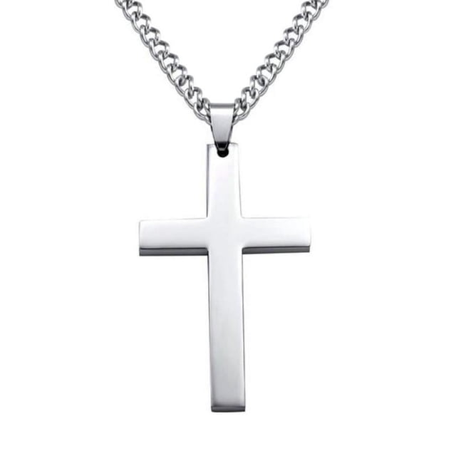 Collier Chaîne Pendentif Croix Simple Simple Bijoux Homme Noir/or/argent J8X1