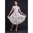 thumbnail image 3 of Bimba Robe d'Été Sans Manches à Col Rond pour Femmes, Imprimée Florale Feuilles Violettes/lilas et Pivoine, Tenue Décontractée-Petit, 3 of 6