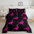 thumbnail image 2 of YST Hexagon 3D Neon Honeycomb Comforter Set, Geometric Beehive Bedding Set, King, Fuchsia Pink, 2 of 4