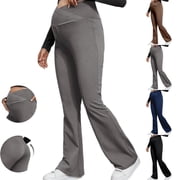 Youruamo Maternity Bell Bottom Leggings Womens Crossover The Belly Flare Pants Pregnancy Soft Pants Solid Athletic Workout Pants Pantalones De Yoga