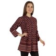 thumbnail image 2 of Moomaya Tunique Plissée à Col Mandarin Imprimé Haut Long Décontracté pour Leggings, 2 of 7