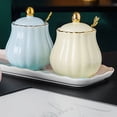 thumbnail image 4 of Sugar Bowl With Lid And Spoon, Ceramic Sugar Storage Jar, Porcelain Sugar Pot-Yellow-300ml, 4 of 7