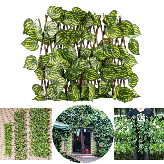 Langgg Retractable Garden Fence Privacy Screen Outdoor Watermelon Leaf