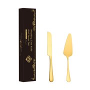 Djiypn Cake Cutting Set for Wedding, Elegant Cake Knife and Server Set, Essential Kitchen Tool, Cake Cutter and Pie Spatula for Birthday Anniversary Christmas, 2 Pcs, Gold