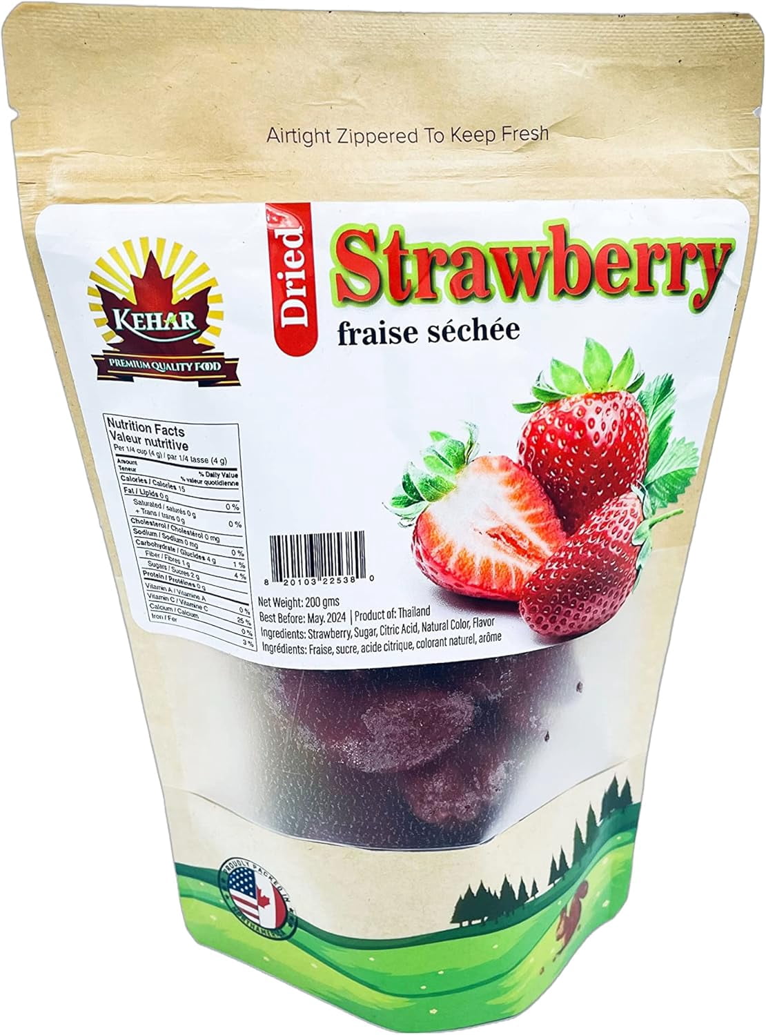 Kehar Foods Dried Strawberries - 200g | No candy | Original
