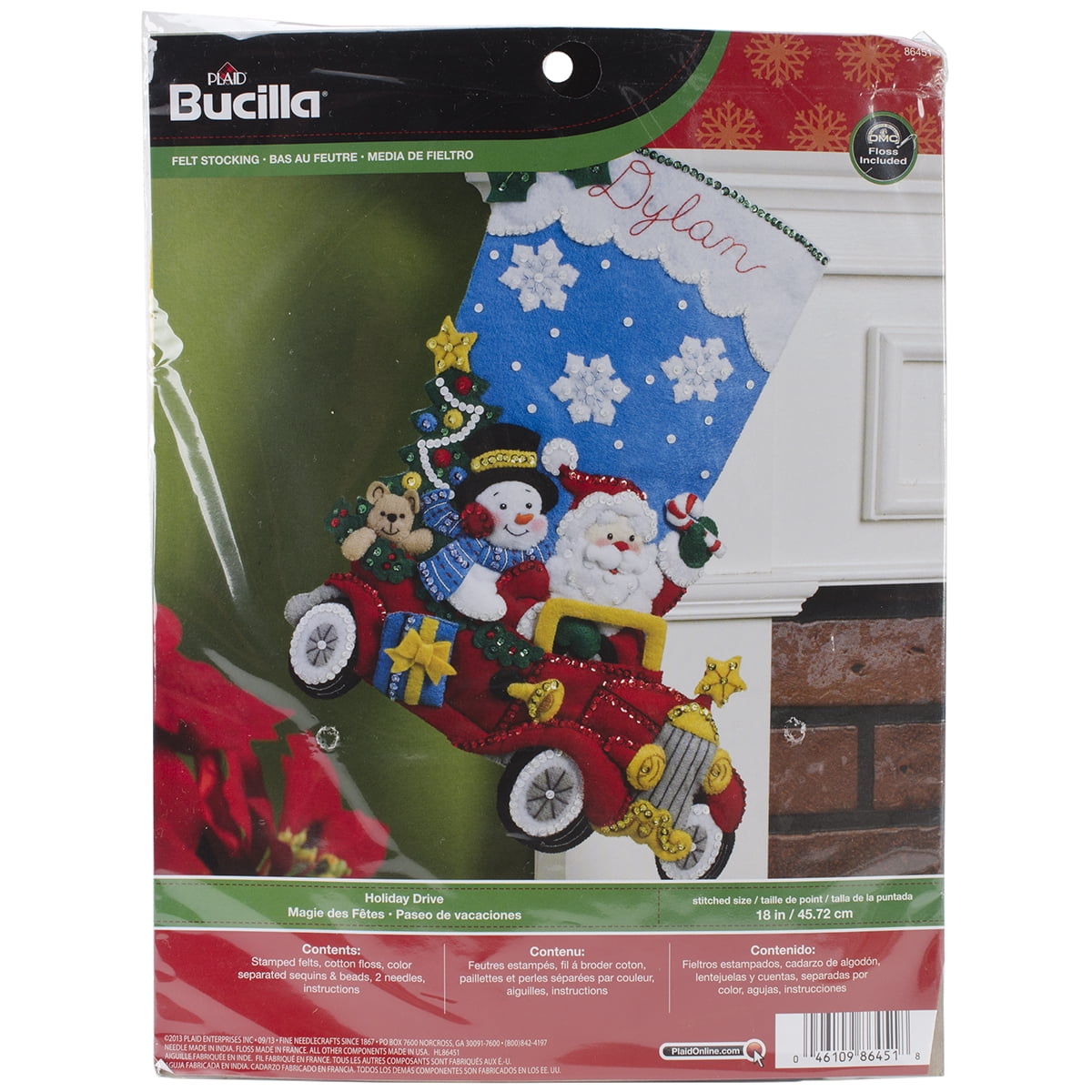 Bucilla Kit Appliqué de Bas en Feutre 18 Pouces Long-Holiday Drive 86451