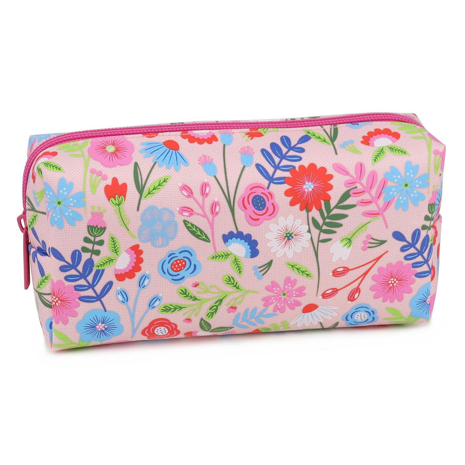 Pen + Gear Trousse à crayons florale rose avec fleurs multicolores vives