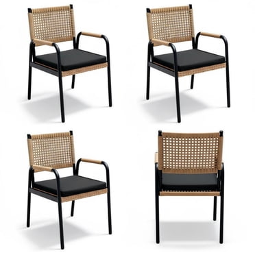Garvee 4 Pack Outdoor Patio Dining Chair, 20.67 x 22.83 x 33.07",  Black & Brown