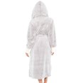 thumbnail image 5 of MAWCLOS Ladies Fuzzy Plush Bathrobe Hooded Sherpa Robes Solid Color Sleepwear Loose Lounge Long Sleeve Dressing Gown Gray M, 5 of 5
