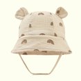 thumbnail image 2 of Zwiiyzr 2025 3-12 Months Infant Baby Boys Girls Summer Sun Protection Fashion Solid Colour Outdoor Sun-Hat Cute Bear Ears Sunscreen Hat Cap Khaki, 2 of 5