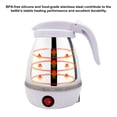 thumbnail image 2 of US Plug Foldable Electric Kettle with Silicone & Stainless Steel Body, 600W Fast Heating, One-Button Operation, Ergonomic Handle & Lid, Washable Design, Compact for Travel/Home, White (Space-Saving, 2 of 6