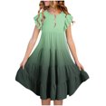 thumbnail image 1 of RXIRUCGD 2025 Vêtements d'Été pour Enfants Mode Filles Nouvelle Robe d'Été à Manches Courtes Poches à Volants Col Rond Imprimé, 1 of 4