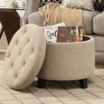 thumbnail image 5 of Convenience Concepts Designs4Comfort Pouf de Rangement Rond en Faux Lin, 5 of 5