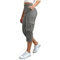 thumbnail image 1 of Mifsaly Pantalon Cargo Court Grande Taille pour Femmes, Capris Utilitaires Taille Haute avec Multiples Poches, Décontracté d'Été, Léger, Pantalon de Randonnée Extérieur, 1 of 7