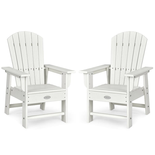 Gymax Ensemble de 2 Chaises Adirondack de Patio pour Enfants Fauteuil Chaise d'Extérieur Résistante aux Intempéries Blanc